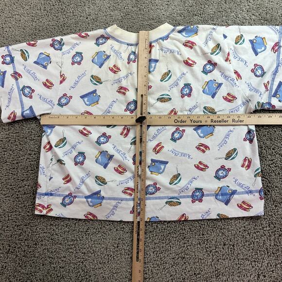 VINTAGE Intimates Shirt Womens S White Blue Rise And Shine Pajamas Ladies READ - Picture 6 of 9